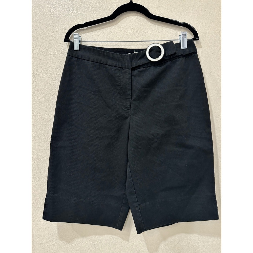 White House Black Market Black Bermuda Shorts O-Ring Buckle Size 8